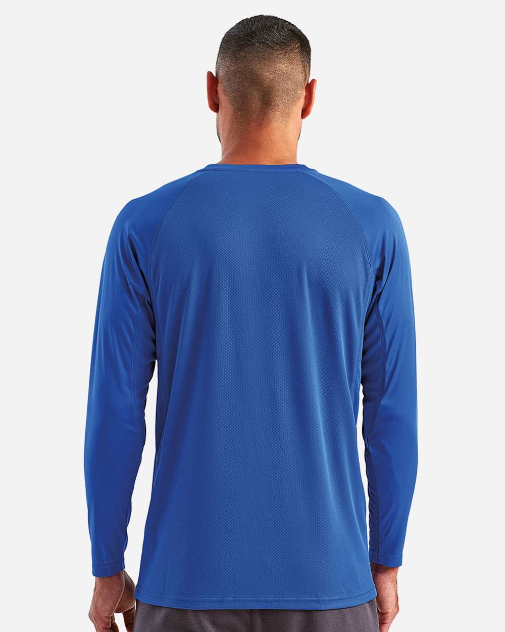Unisex Panelled Long Sleeve Tech T-Shirt - OnModelBack - B850A2752 - Royal