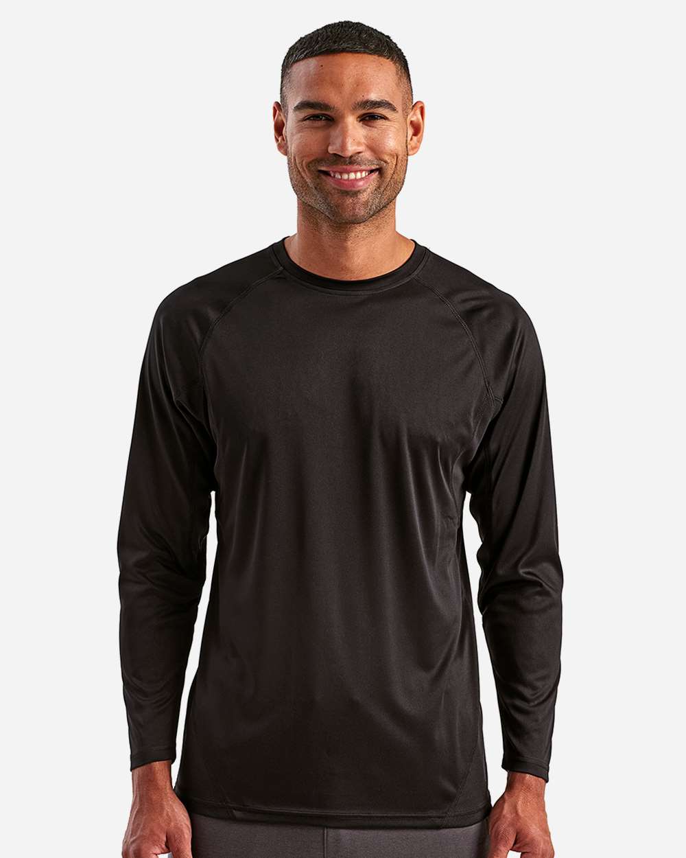 Unisex Panelled Long Sleeve Tech T-Shirt - OnModelFront - B850A2502 - Black