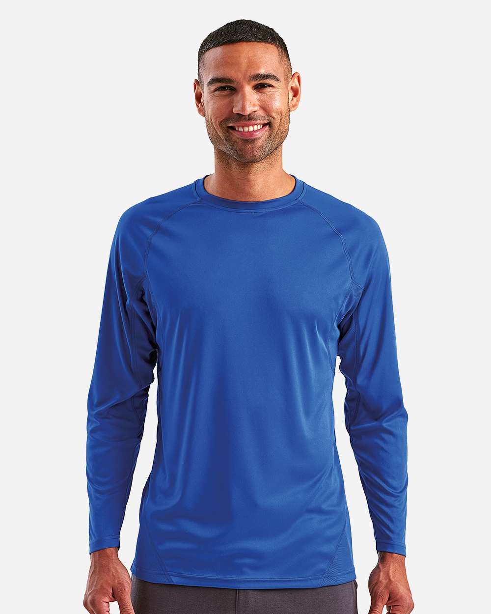 Unisex Panelled Long Sleeve Tech T-Shirt - OnModelFront - B850A2752 - Royal