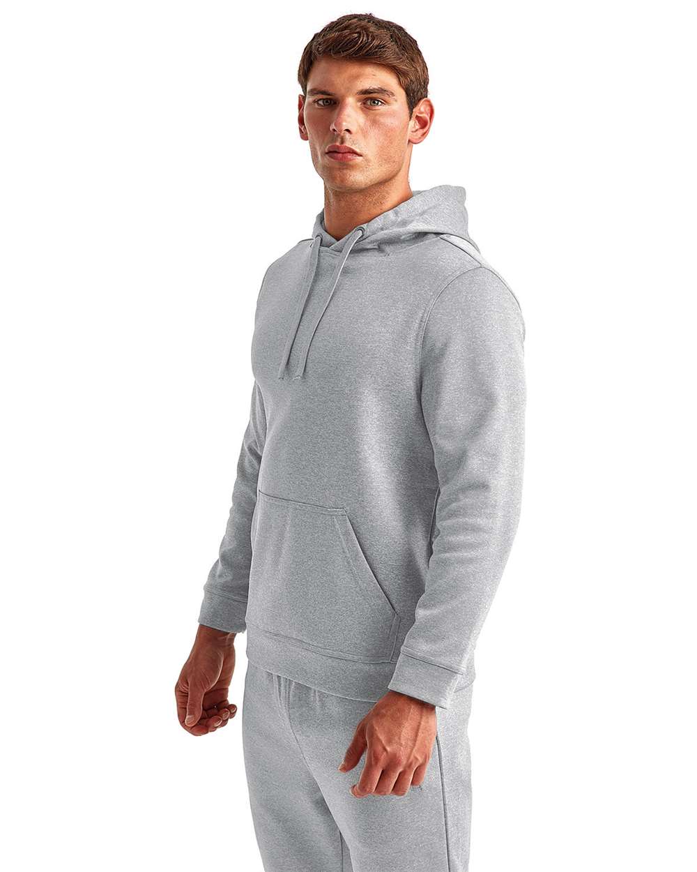 Unisex Spun Dyed Hooded Sweatshirt - OnModelSide - B858A2092 - Grey Melange