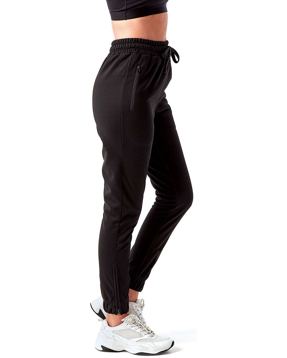 Women's Spun Dyed Joggers - OnModelSide - B861A2502 - Black