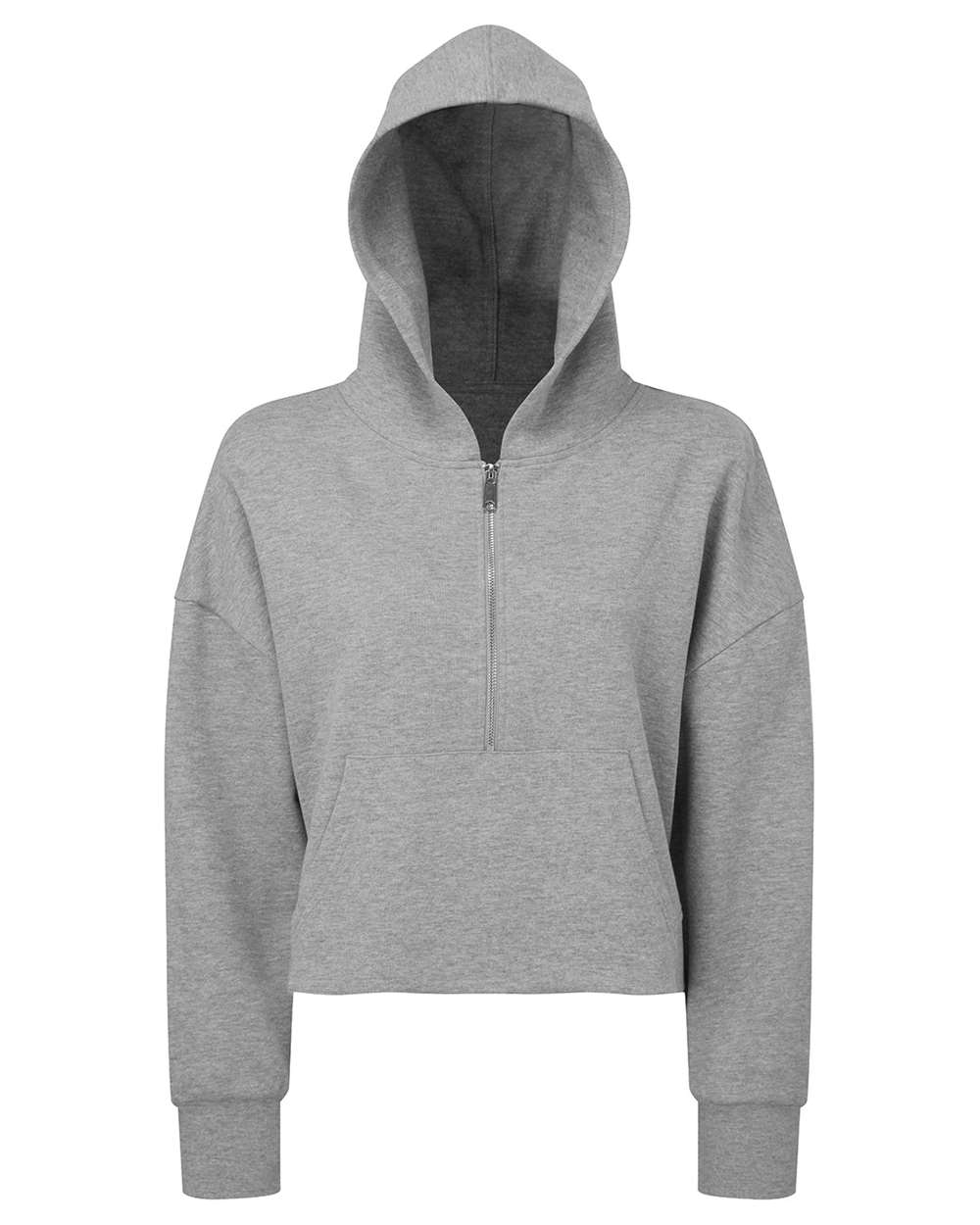 Women's Alice Half-Zip Hooded Sweatshirt - Front - B854A2092 - Heather Grey