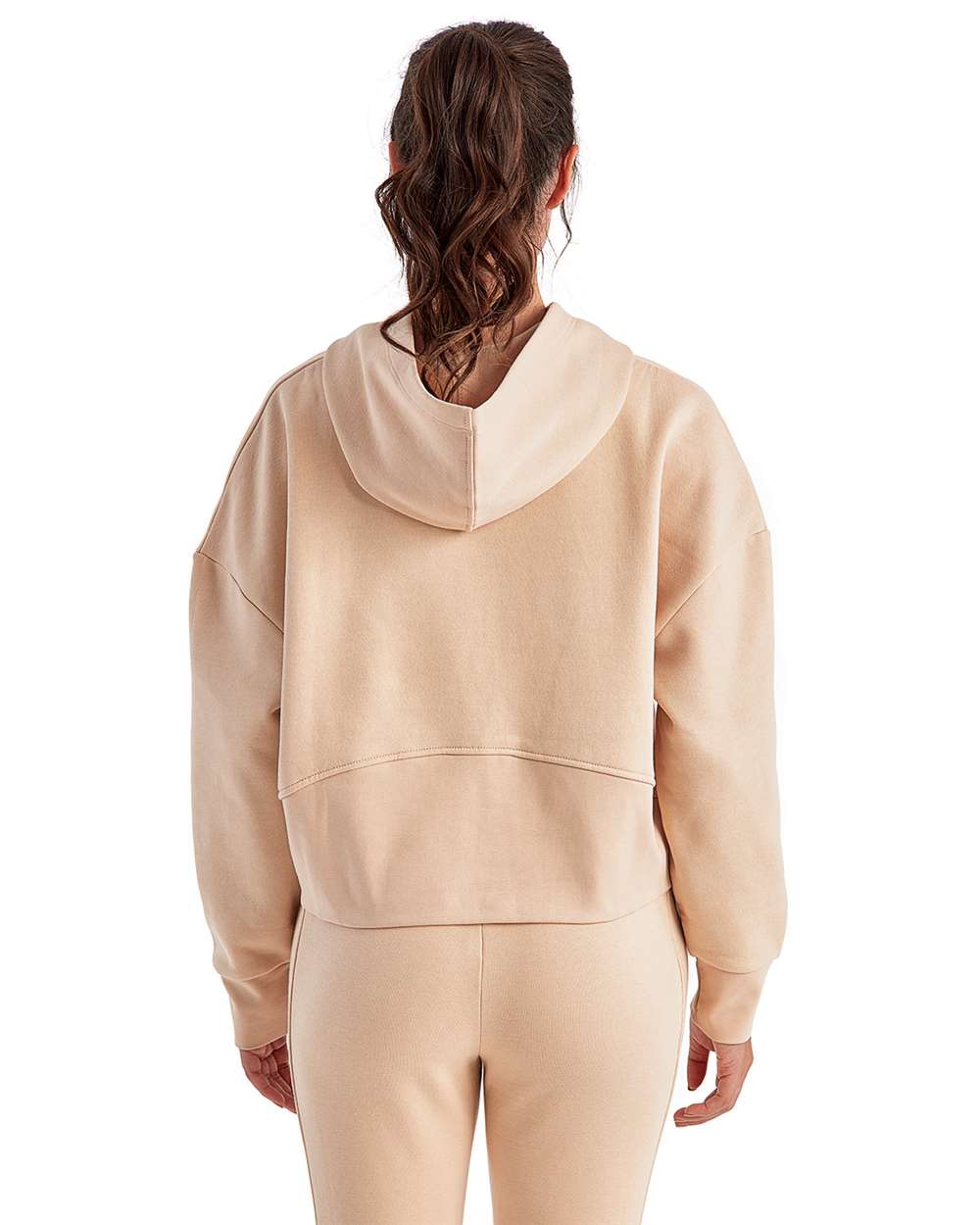 Women's Alice Half-Zip Hooded Sweatshirt - OnModelBack - B854A2242 - Nude