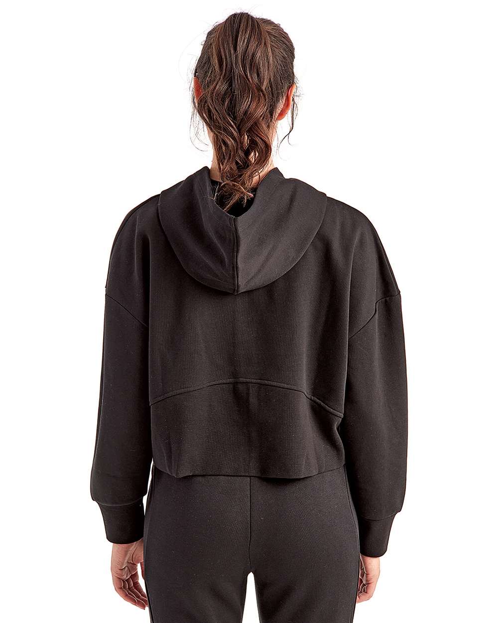 Women's Alice Half-Zip Hooded Sweatshirt - OnModelBack - B854A2502 - Black