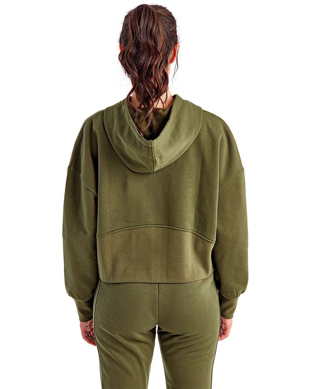 Women's Alice Half-Zip Hooded Sweatshirt - OnModelBack - B854A2542 - Olive