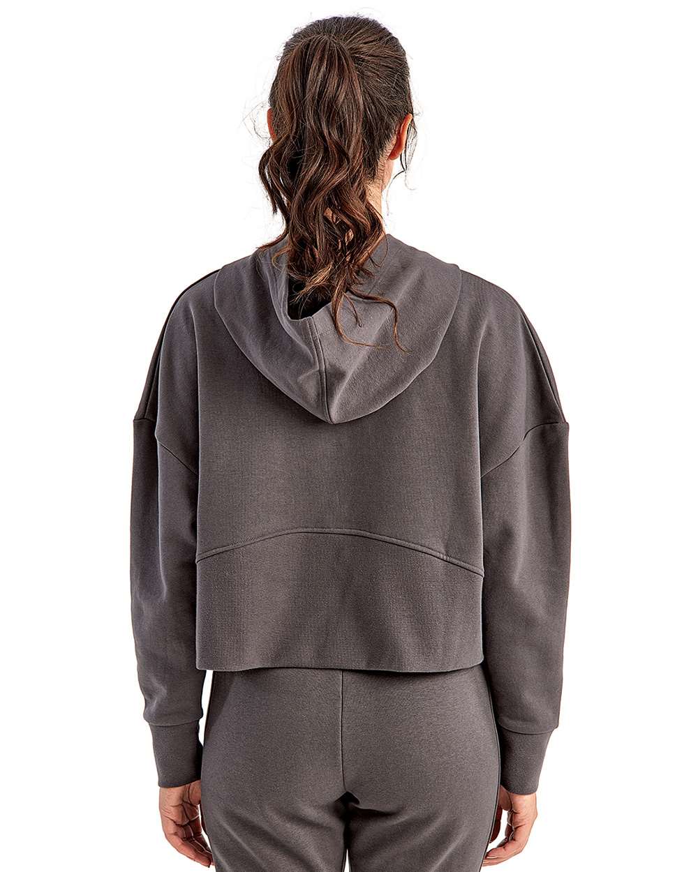 Women's Alice Half-Zip Hooded Sweatshirt - OnModelBack - B854A2582 - Charcoal