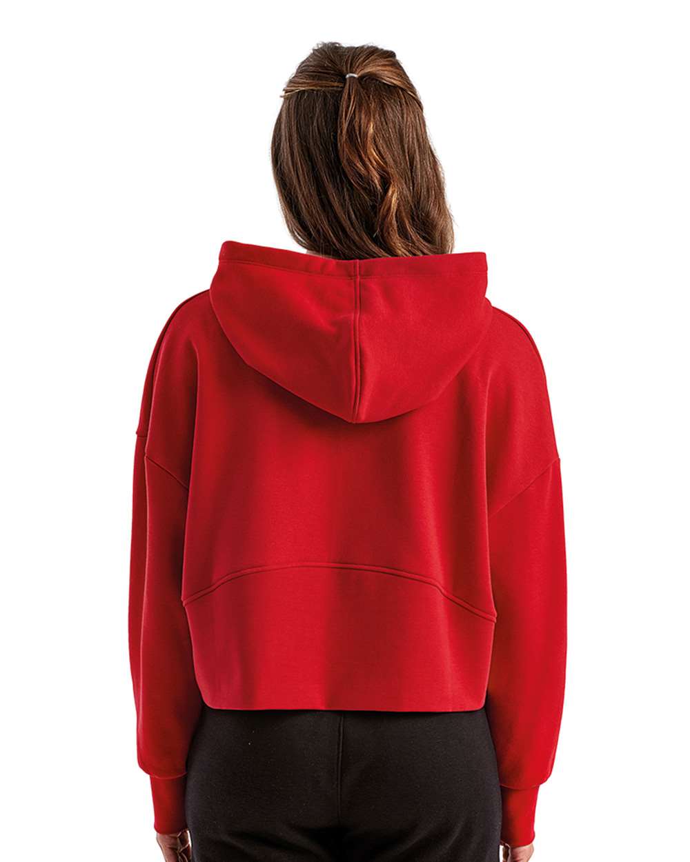 Women's Alice Half-Zip Hooded Sweatshirt - OnModelBack - B854A2702 - Fire Red