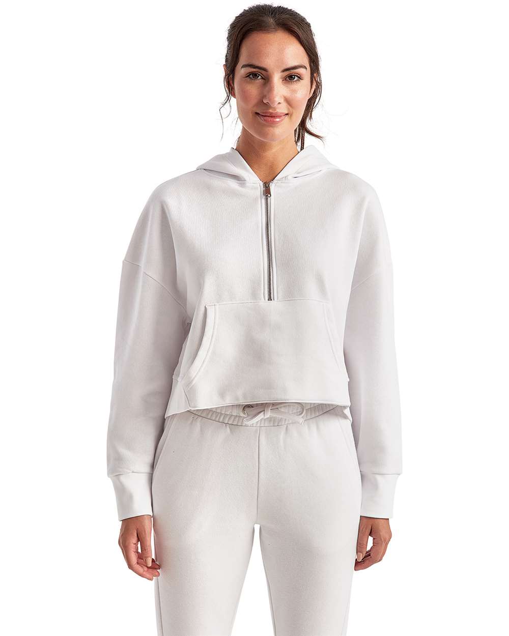Women's Alice Half-Zip Hooded Sweatshirt - OnModelFront - B854A2002 - White