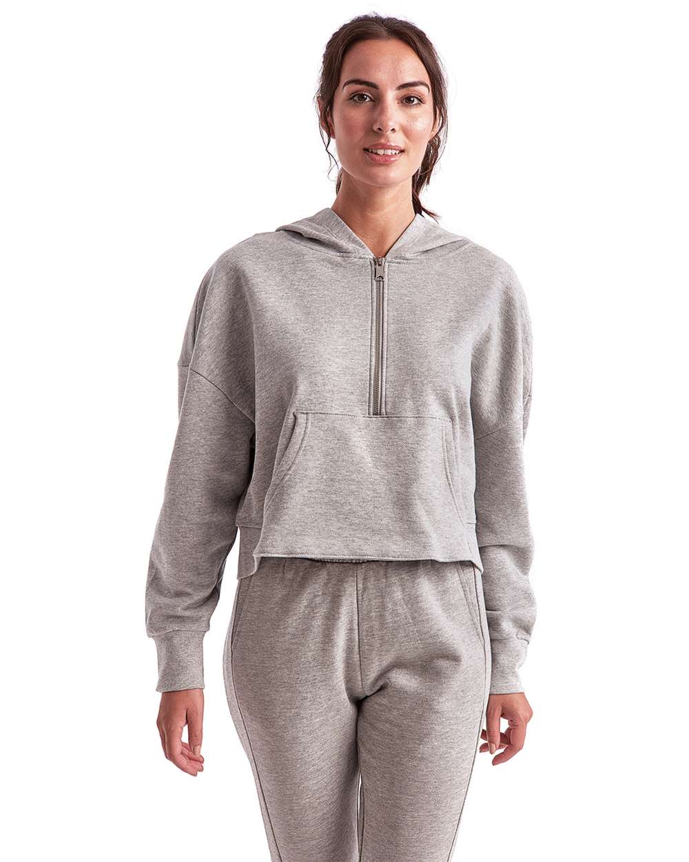 Women's Alice Half-Zip Hooded Sweatshirt - OnModelFront - B854A2092 - Heather Grey