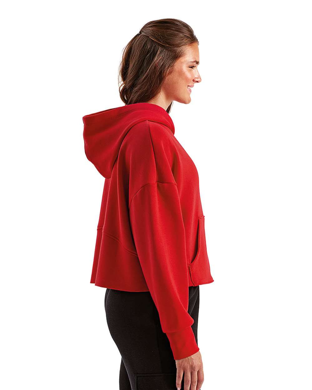 Women's Alice Half-Zip Hooded Sweatshirt - OnModelSide - B854A2702 - Fire Red