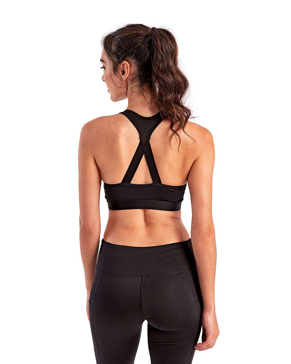Women's Medium Impact Sports Bra - OnModelBack - B870A2502 - Black