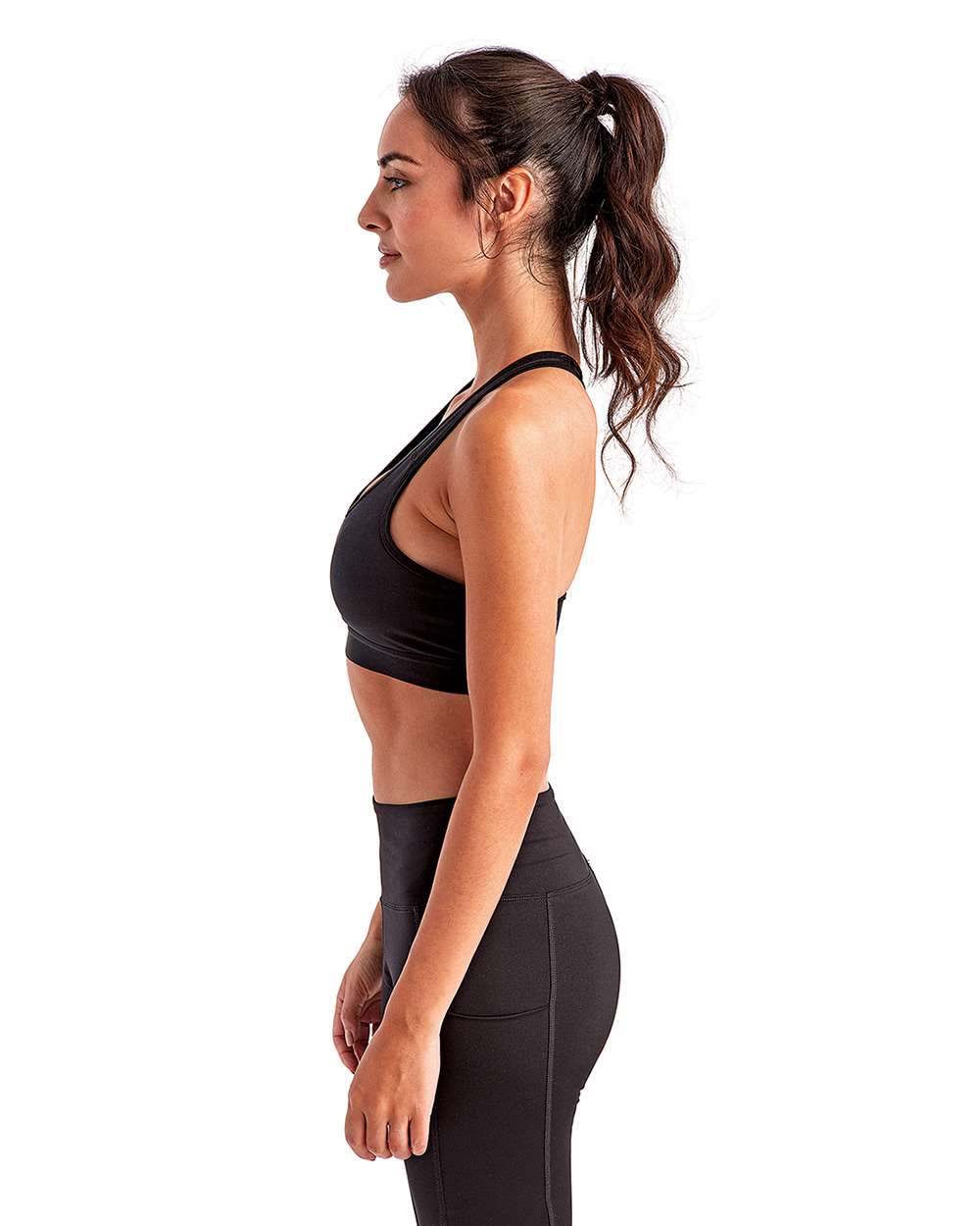 Women's Medium Impact Sports Bra - OnModelSide - B870A2502 - Black