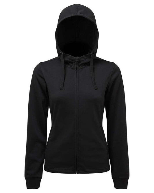 Women's Spun Dyed Full-Zip Hooded Sweatshirt - Front - B860A2502 - Black