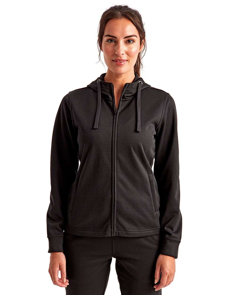 Women's Spun Dyed Full-Zip Hooded Sweatshirt - OnModelFront - B860A2502 - Black