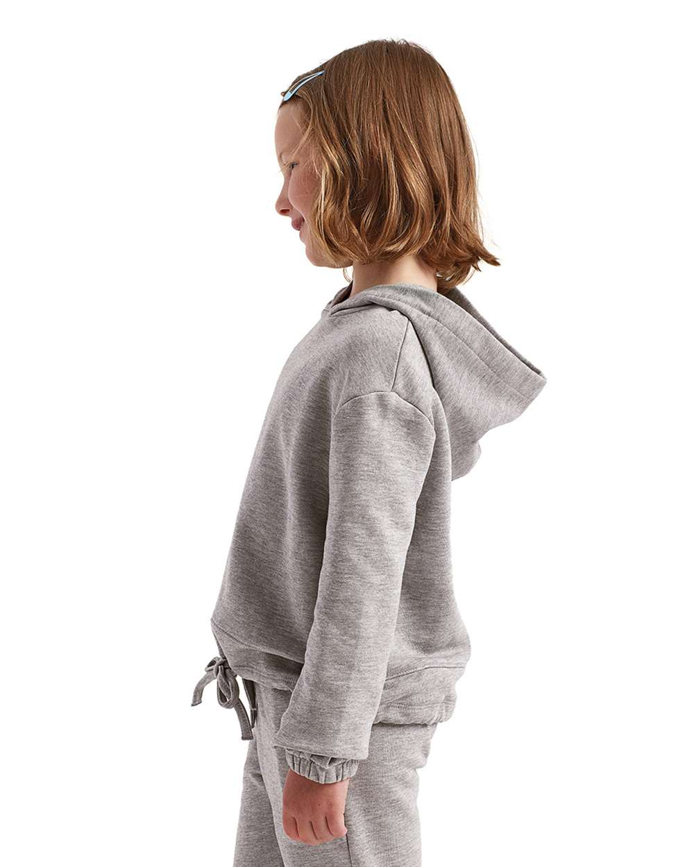 Youth Maria Hooded Sweatshirt - OnModelSide - B130A2093 - Heather Grey