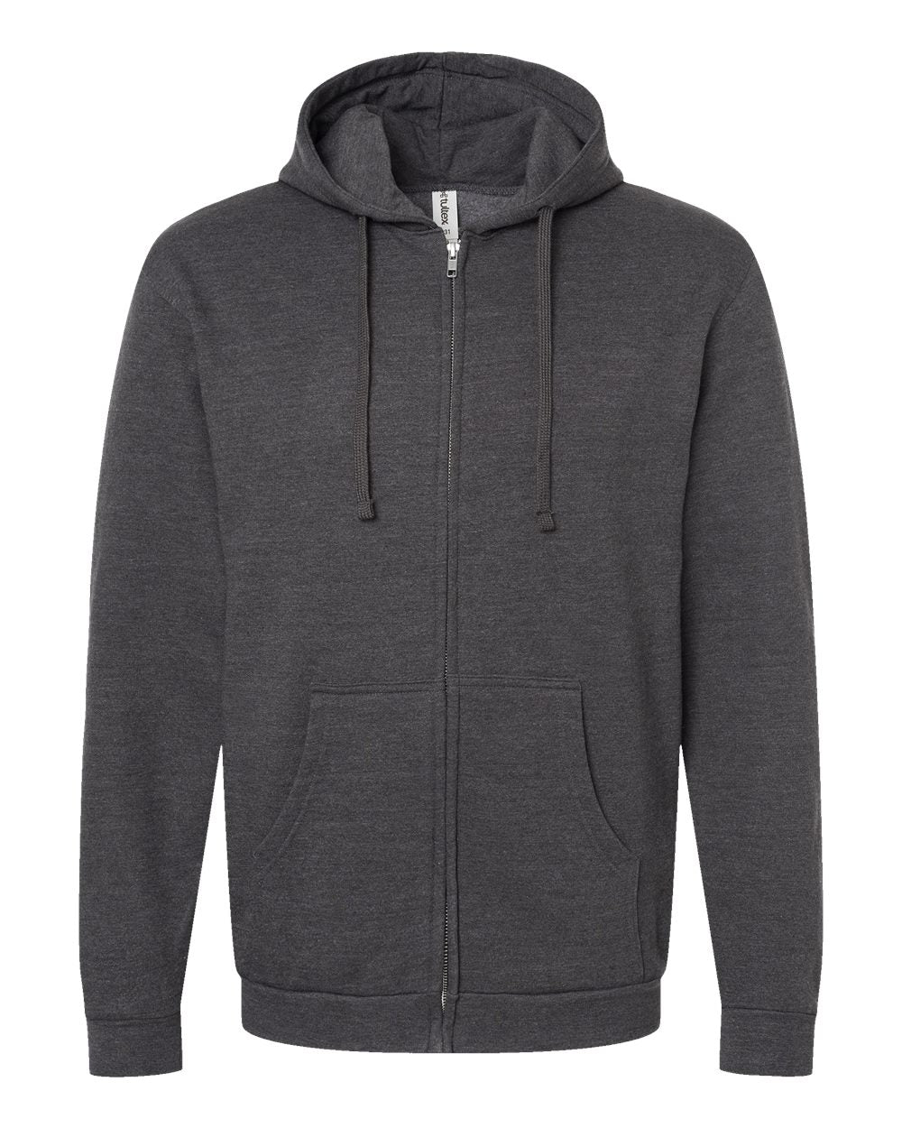 Unisex Full-Zip Hooded Sweatshirt - Front - B10359102 - Heather Charcoal