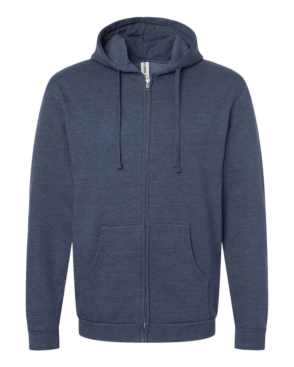 Unisex Full-Zip Hooded Sweatshirt - Front - B10359252 - Heather Denim