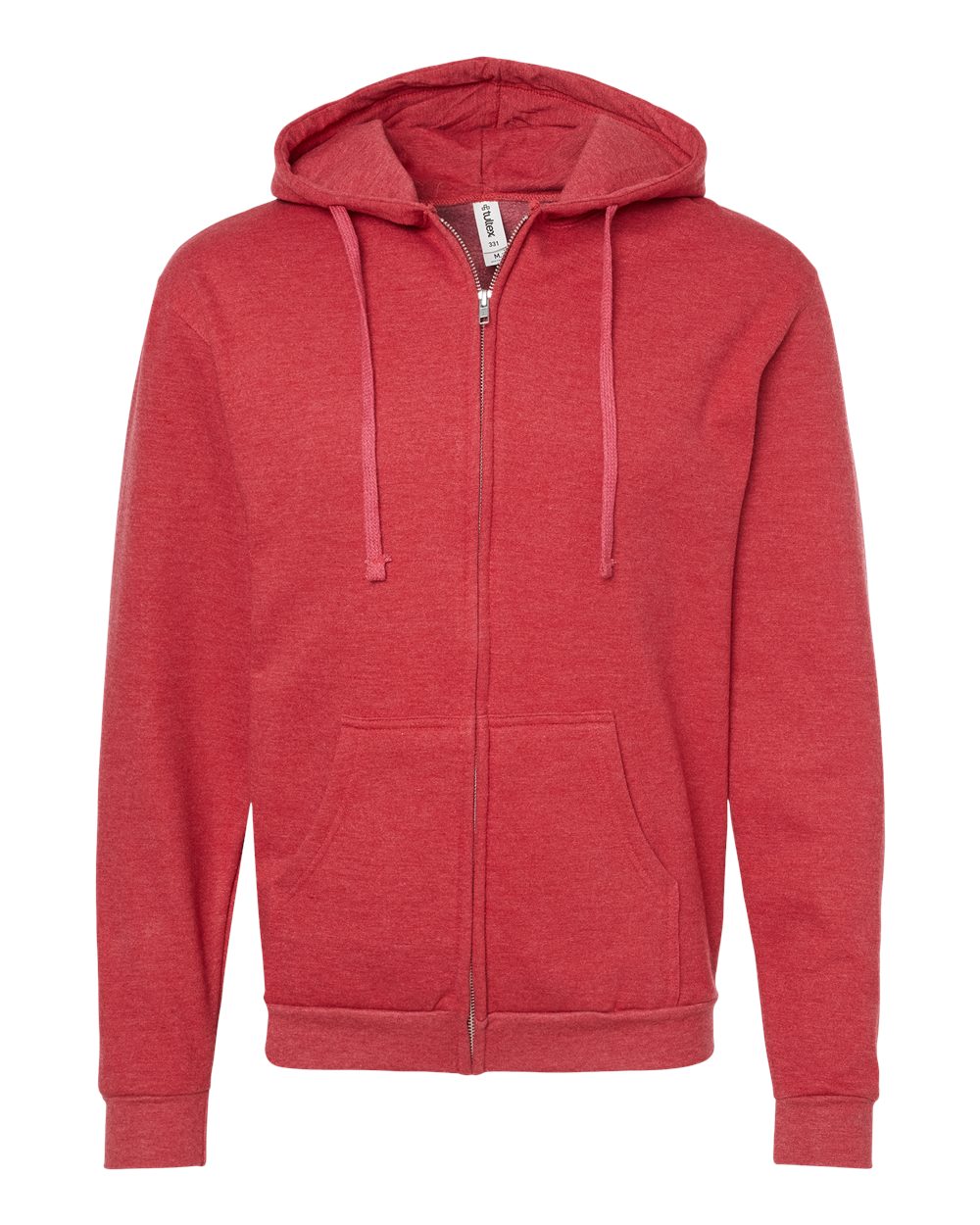 Unisex Full-Zip Hooded Sweatshirt - Front - B10359702 - Heather Red