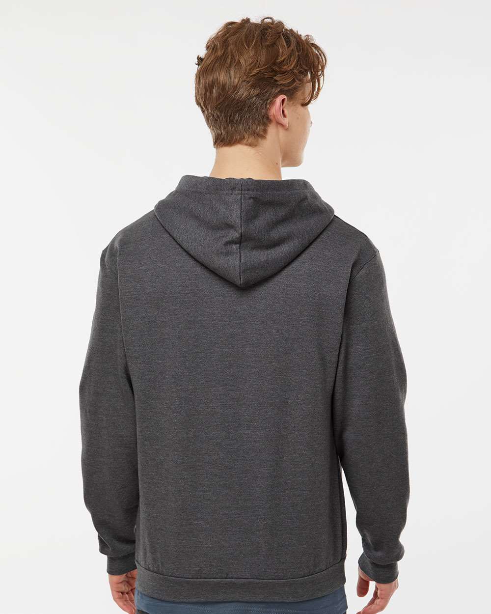 Unisex Full-Zip Hooded Sweatshirt - OnModelBack - B10359102 - Heather Charcoal