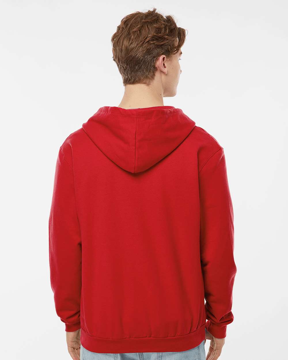 Unisex Full-Zip Hooded Sweatshirt - OnModelBack - B10359122 - Red