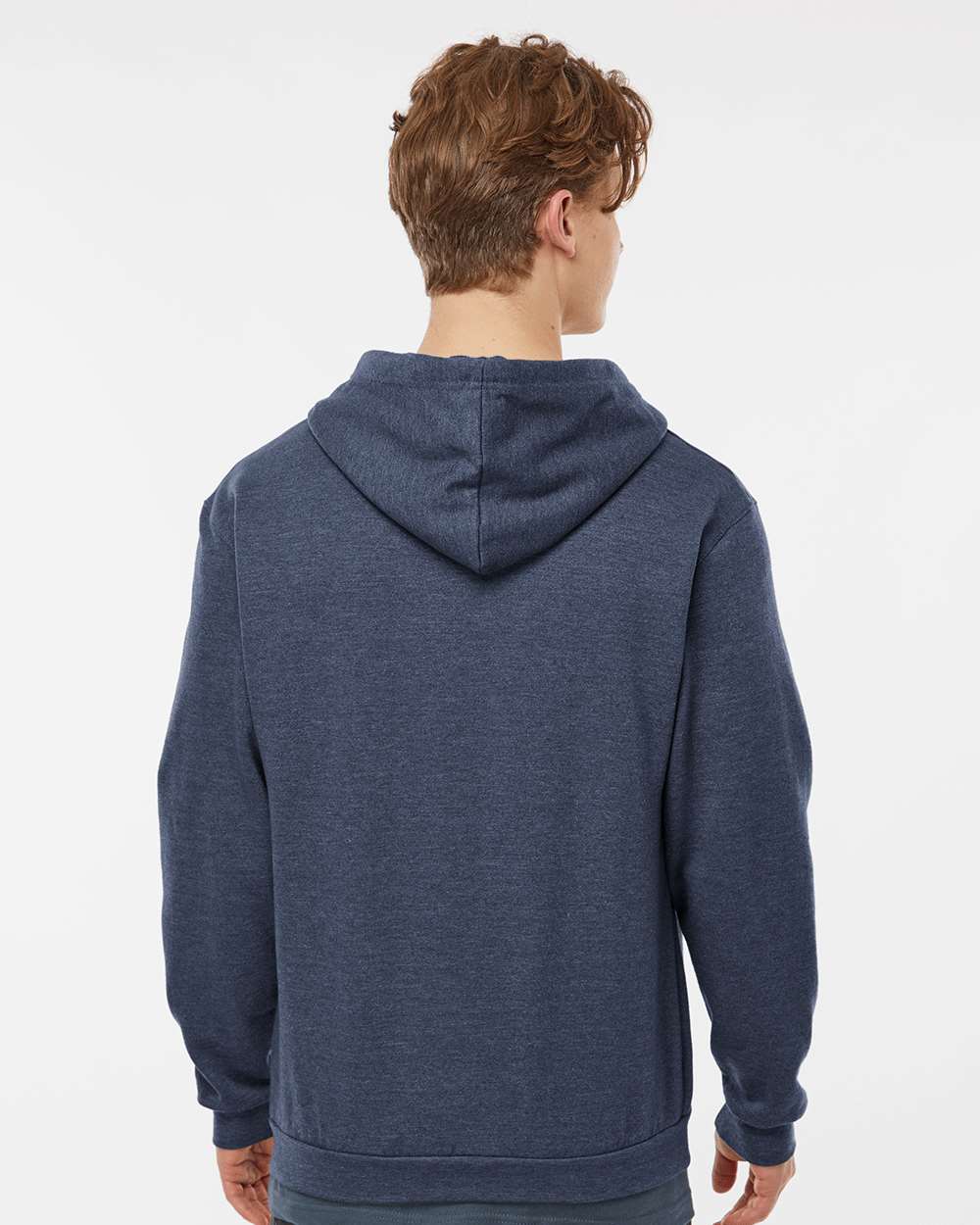 Unisex Full-Zip Hooded Sweatshirt - OnModelBack - B10359252 - Heather Denim