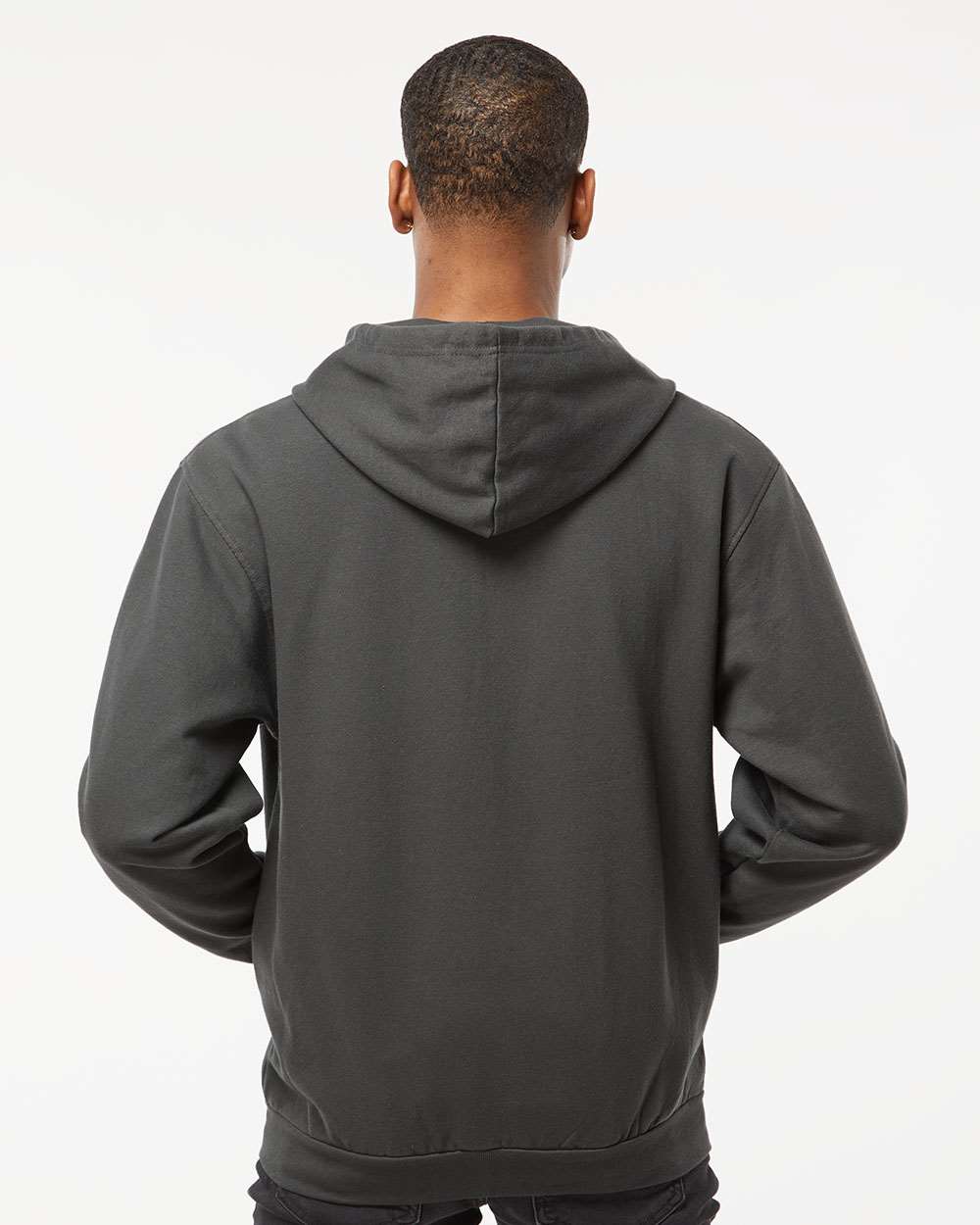 Unisex Full-Zip Hooded Sweatshirt - OnModelBack - B10359592 - Charcoal