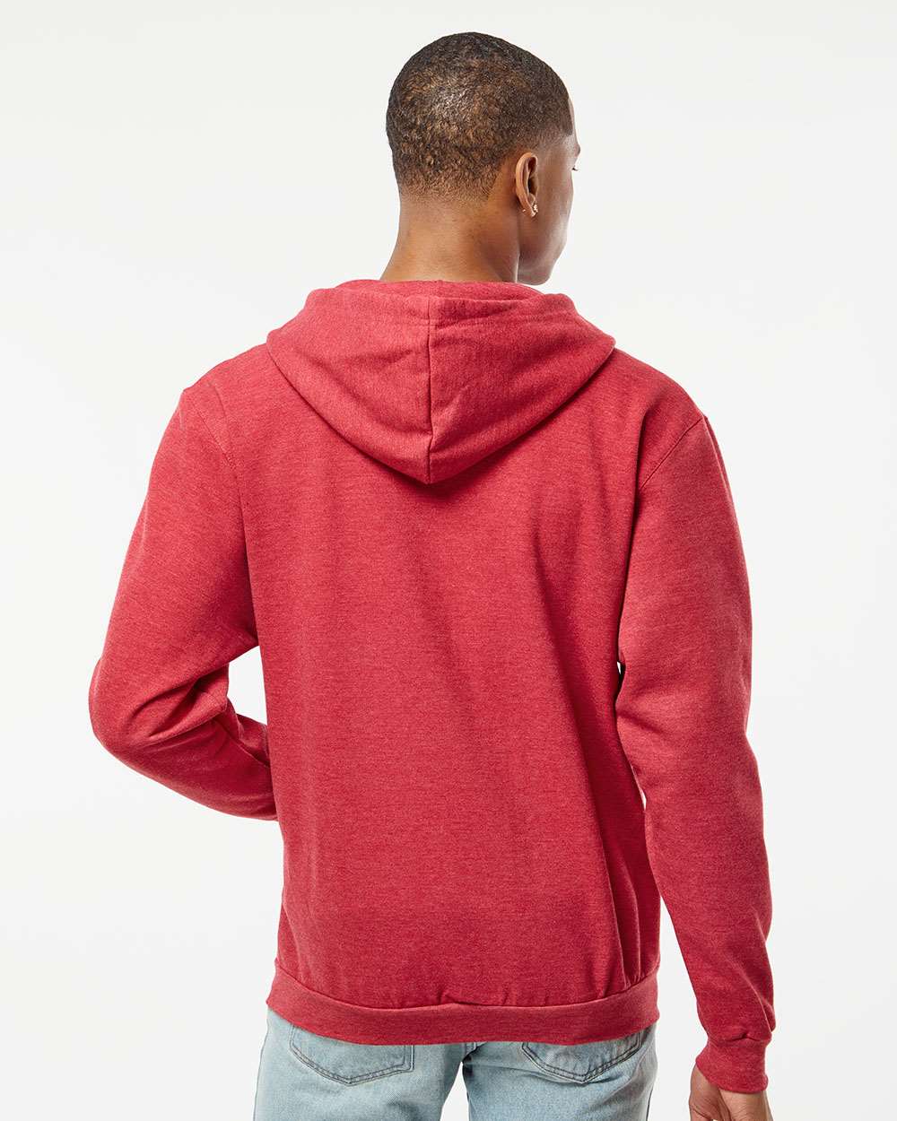 Unisex Full-Zip Hooded Sweatshirt - OnModelBack - B10359702 - Heather Red