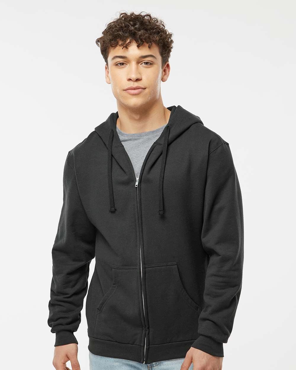 Unisex Full-Zip Hooded Sweatshirt - OnModelFront - B10359502 - Black