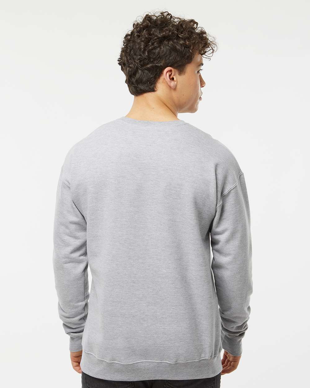 Unisex Fleece Crewneck Sweatshirt - OnModelBack - B10459092 - Heather Grey