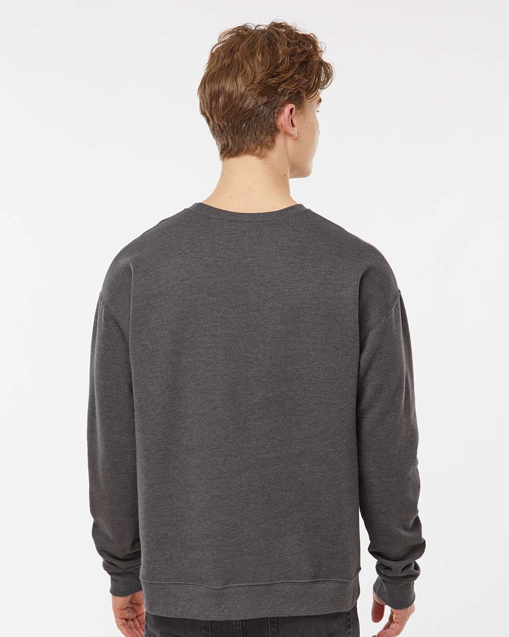 Unisex Fleece Crewneck Sweatshirt - OnModelBack - B10459102 - Heather Charcoal