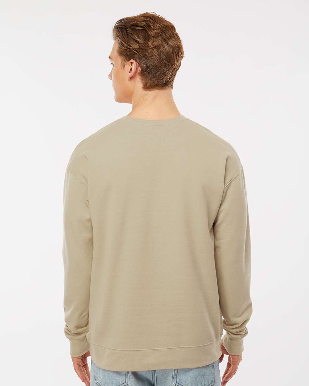 Unisex Fleece Crewneck Sweatshirt - OnModelBack - B10459242 - Sand