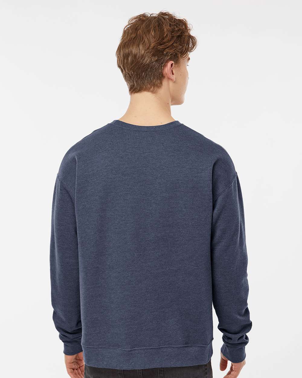 Unisex Fleece Crewneck Sweatshirt - OnModelBack - B10459252 - Heather Denim