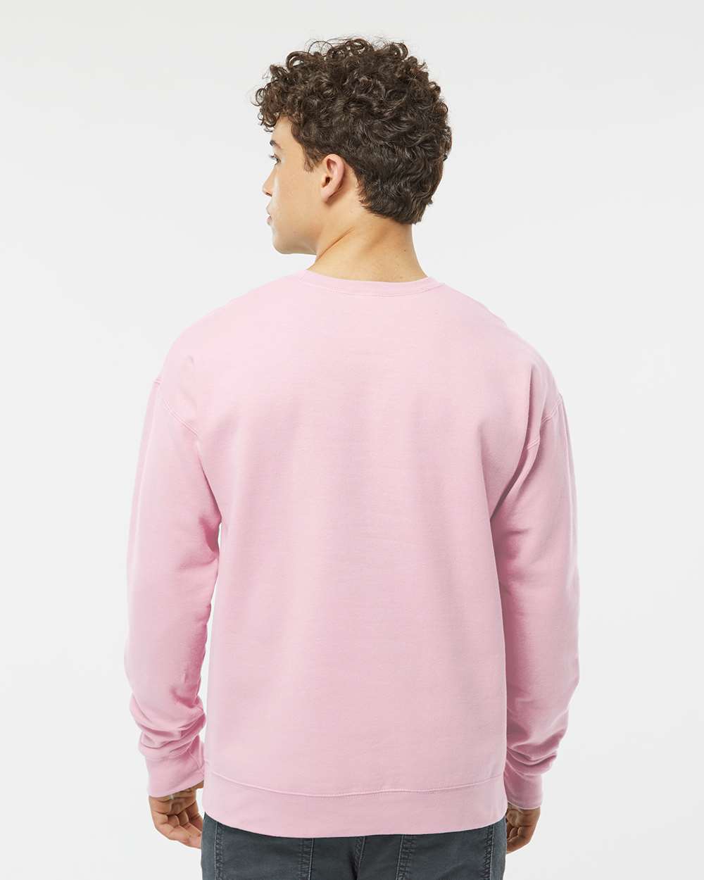 Unisex Fleece Crewneck Sweatshirt - OnModelBack - B10459302 - Light Pink