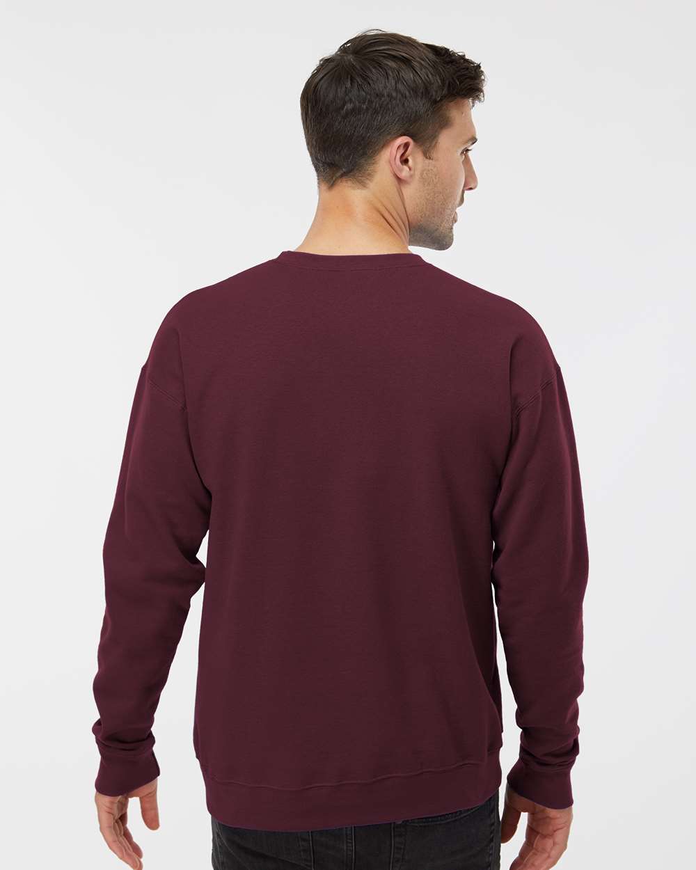 Unisex Fleece Crewneck Sweatshirt - OnModelBack - B10459532 - Maroon