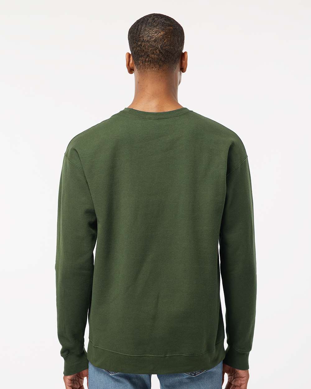 Unisex Fleece Crewneck Sweatshirt - OnModelBack - B10459552 - Military Green