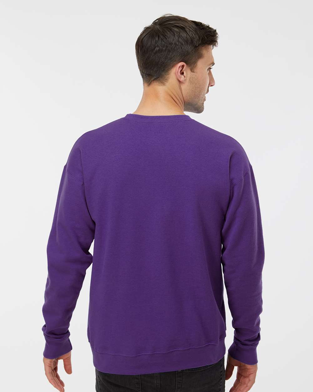 Unisex Fleece Crewneck Sweatshirt - OnModelBack - B10459672 - Purple