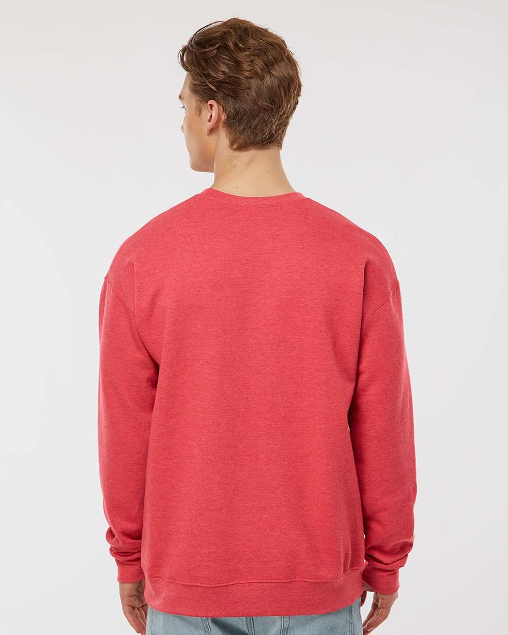 Unisex Fleece Crewneck Sweatshirt - OnModelBack - B10459702 - Heather Red