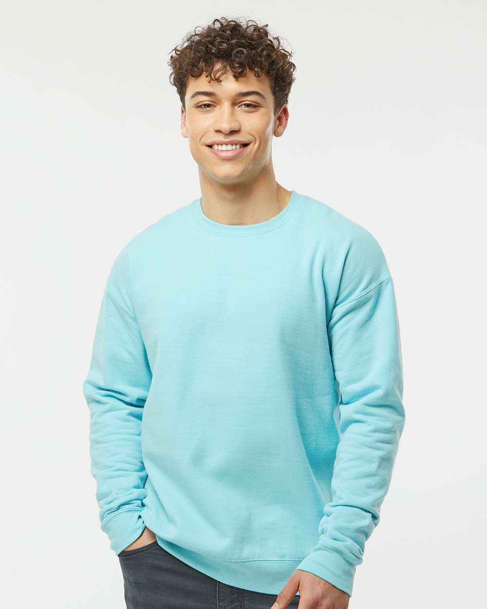 Unisex Fleece Crewneck Sweatshirt - OnModelFront - B10459122 - Purist Blue