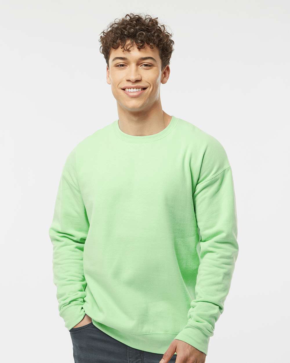 Unisex Fleece Crewneck Sweatshirt - OnModelFront - B10459172 - Neo Mint