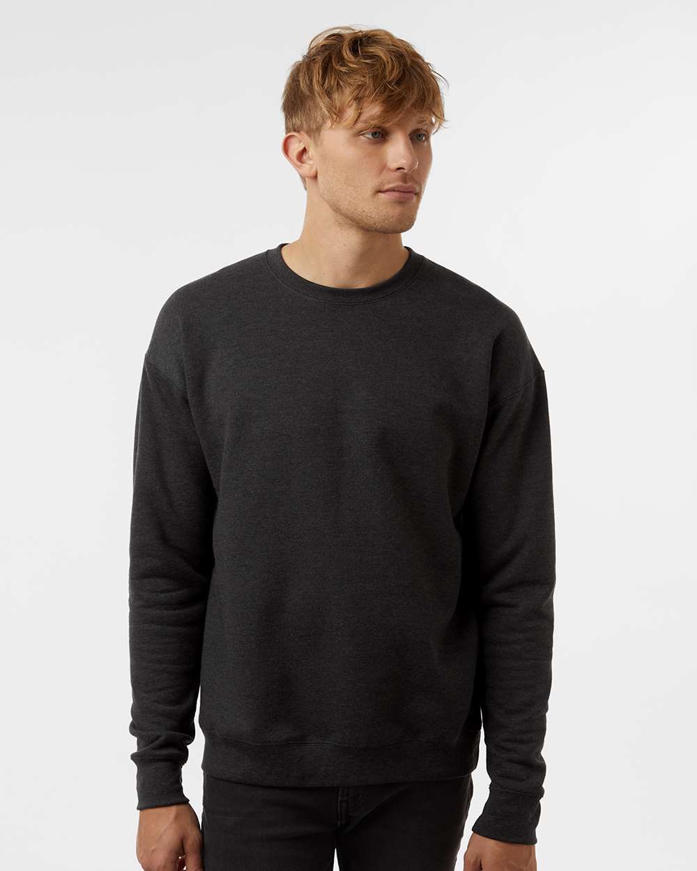 Unisex Fleece Crewneck Sweatshirt - OnModelFront - B10459582 - Heather Graphite