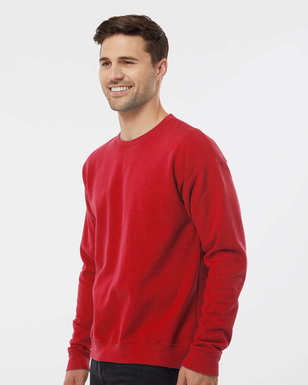 Unisex Fleece Crewneck Sweatshirt - OnModelSide - B10459112 - Red