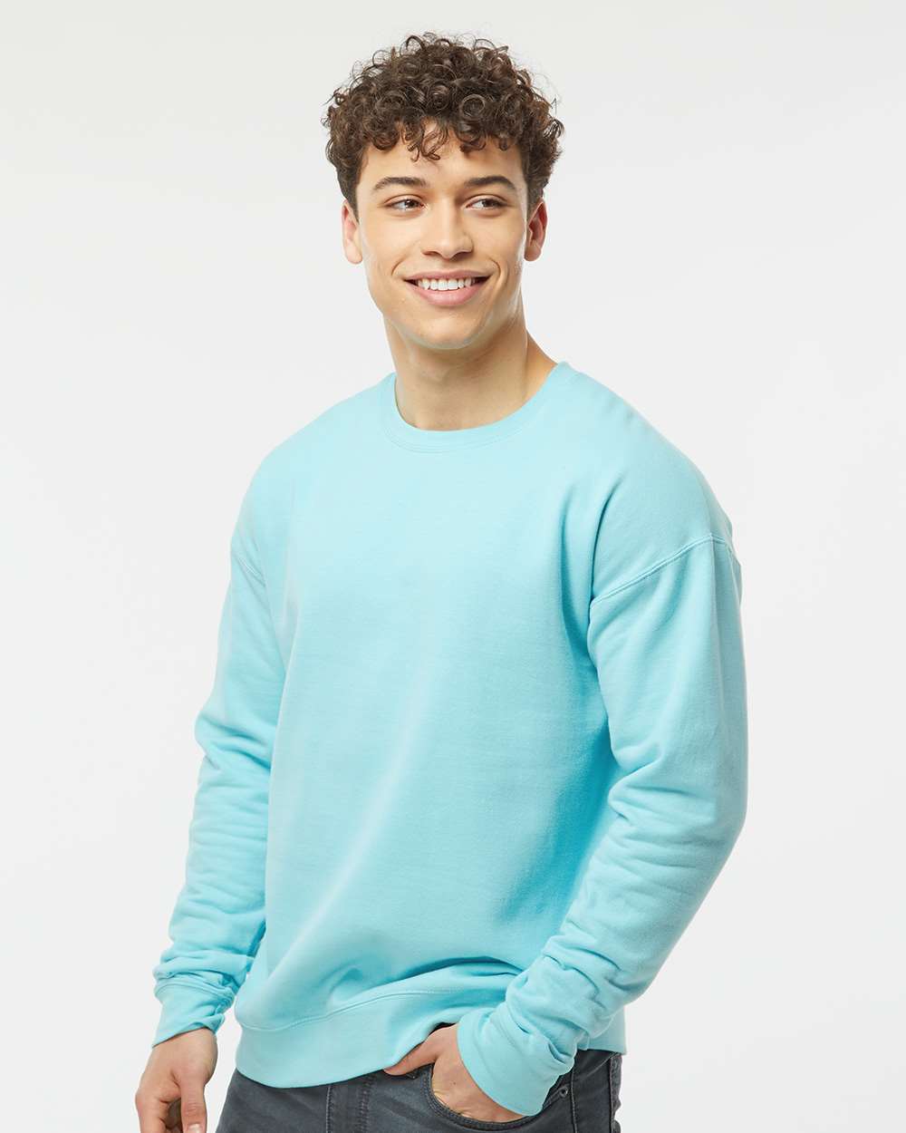Unisex Fleece Crewneck Sweatshirt - OnModelSide - B10459122 - Purist Blue