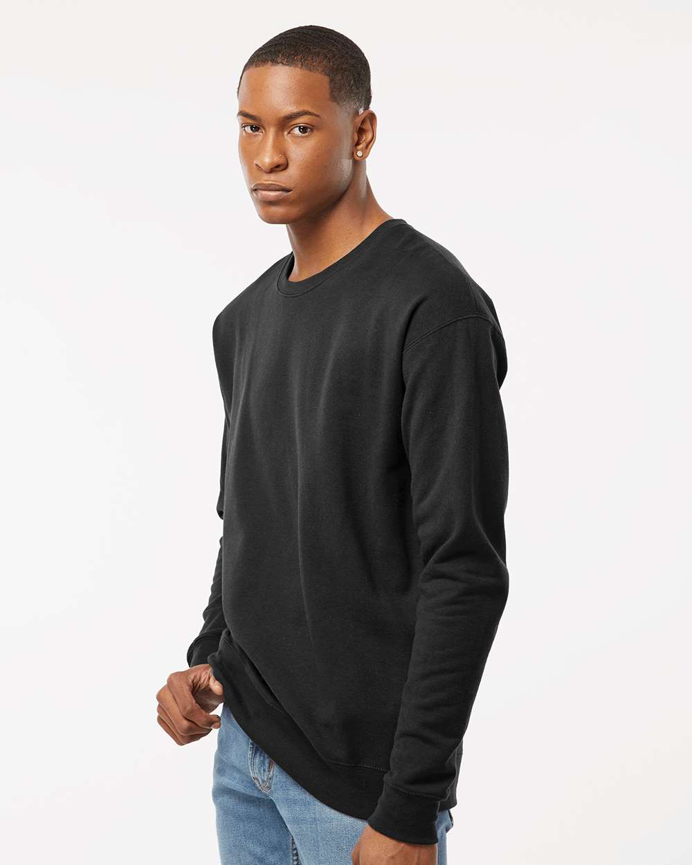 Unisex Fleece Crewneck Sweatshirt - OnModelSide - B10459502 - Black