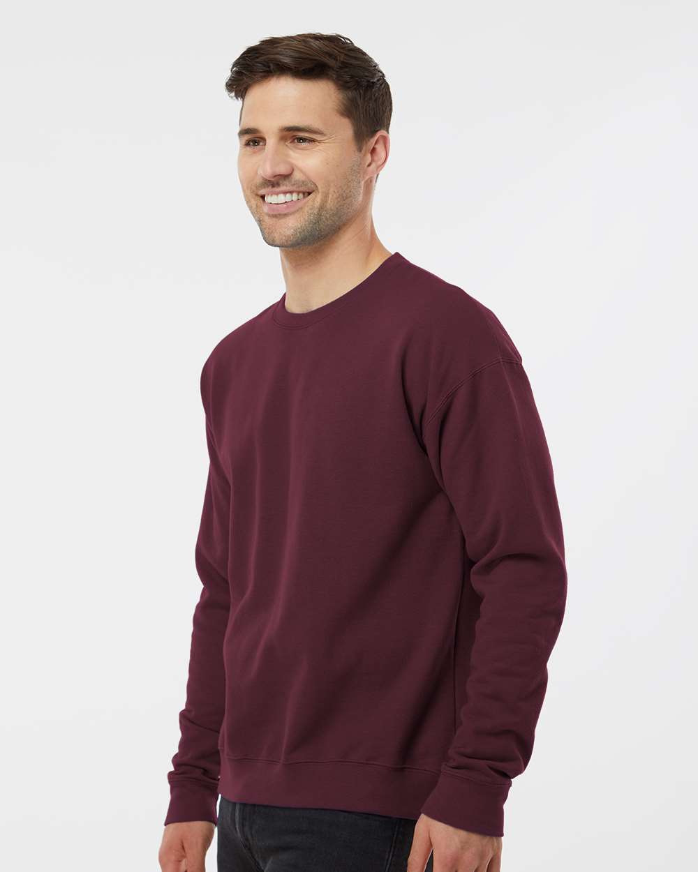 Unisex Fleece Crewneck Sweatshirt - OnModelSide - B10459532 - Maroon