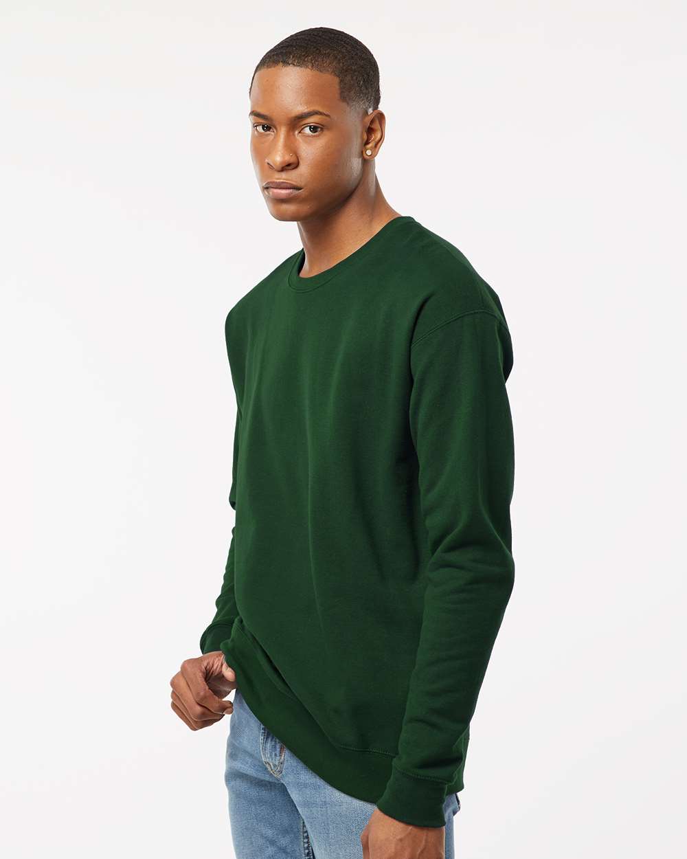 Unisex Fleece Crewneck Sweatshirt - OnModelSide - B10459542 - Forest