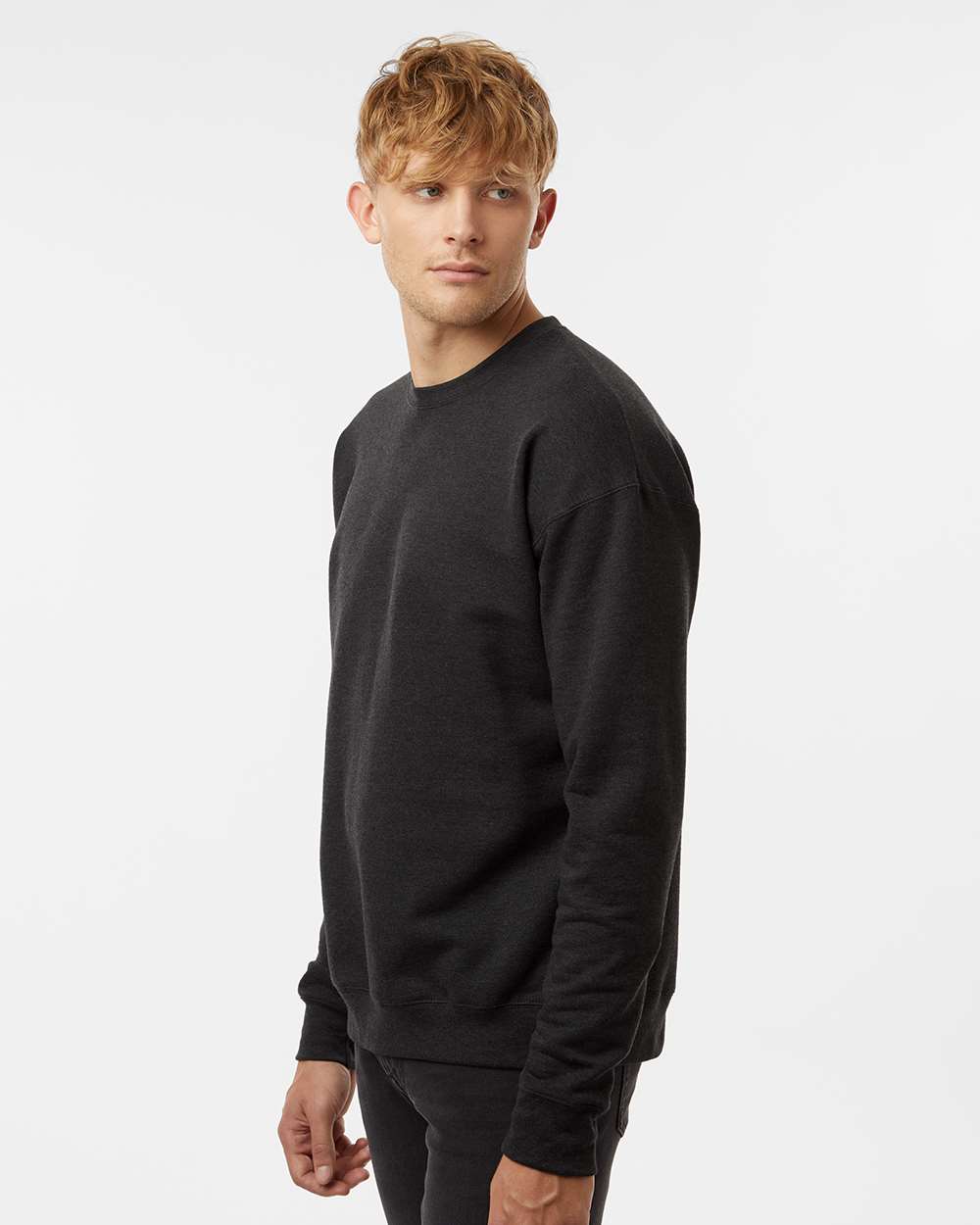 Unisex Fleece Crewneck Sweatshirt - OnModelSide - B10459582 - Heather Graphite