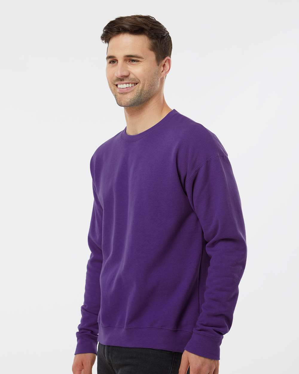 Unisex Fleece Crewneck Sweatshirt - OnModelSide - B10459672 - Purple