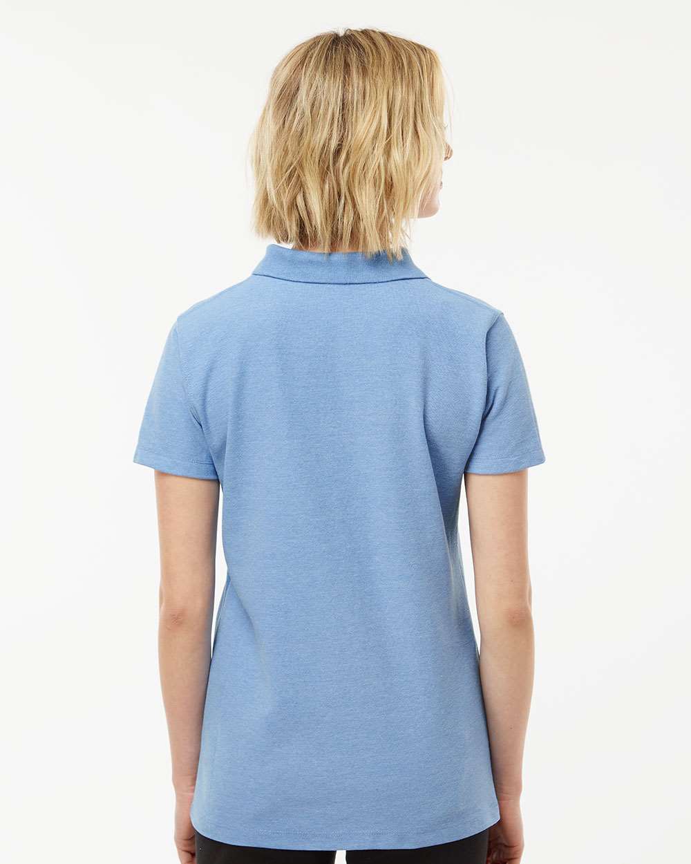 Women's 50/50 Sport Pique Polo - OnModelBack - B10659253 - Heather Light Blue