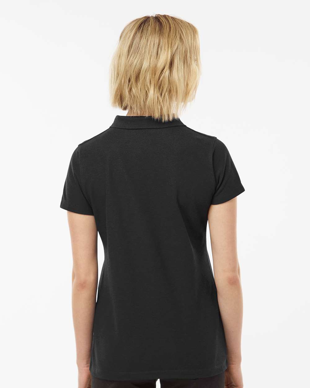 Women's 50/50 Sport Pique Polo - OnModelBack - B10659503 - Black