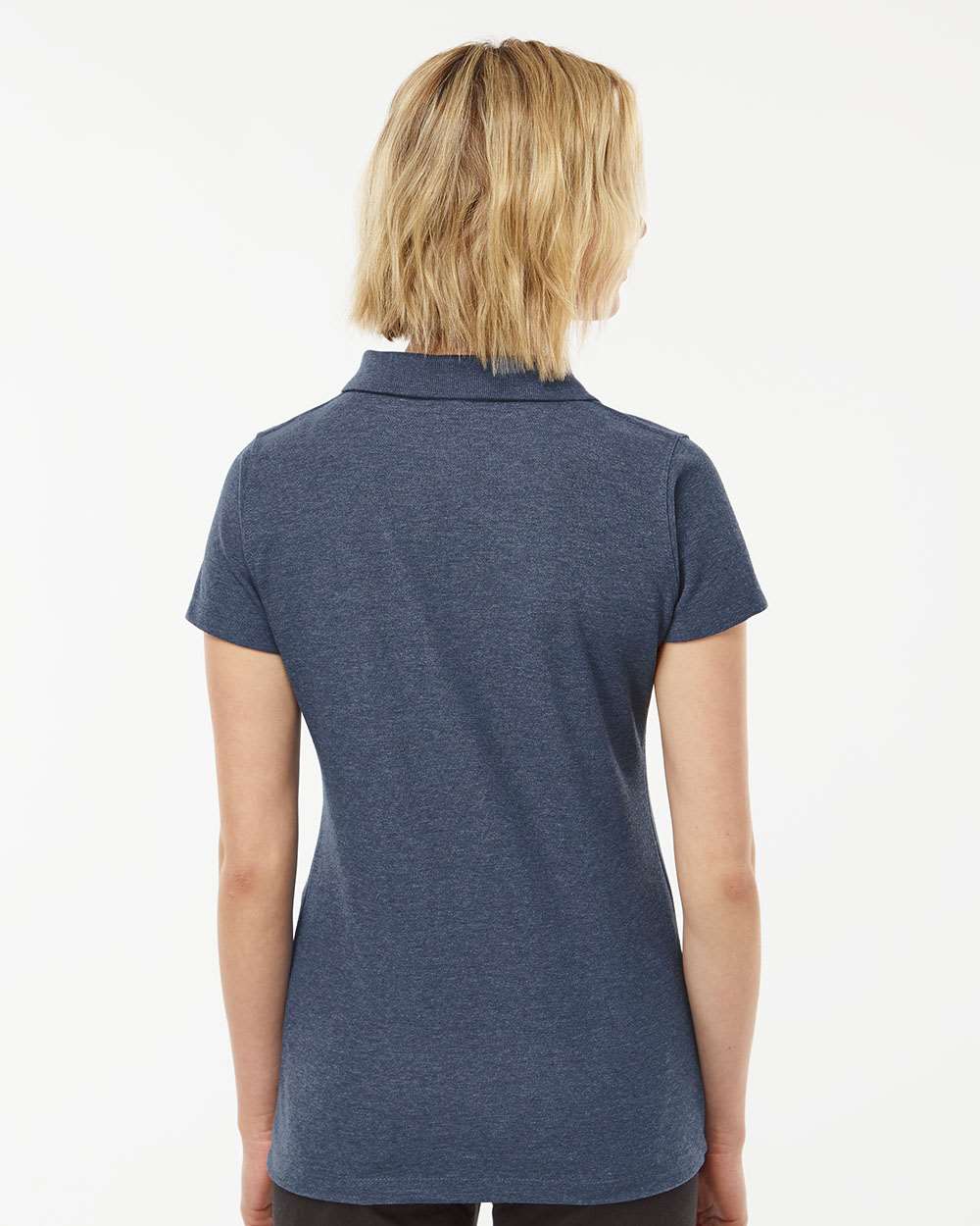 Women's 50/50 Sport Pique Polo - OnModelBack - B10659653 - Heather Navy